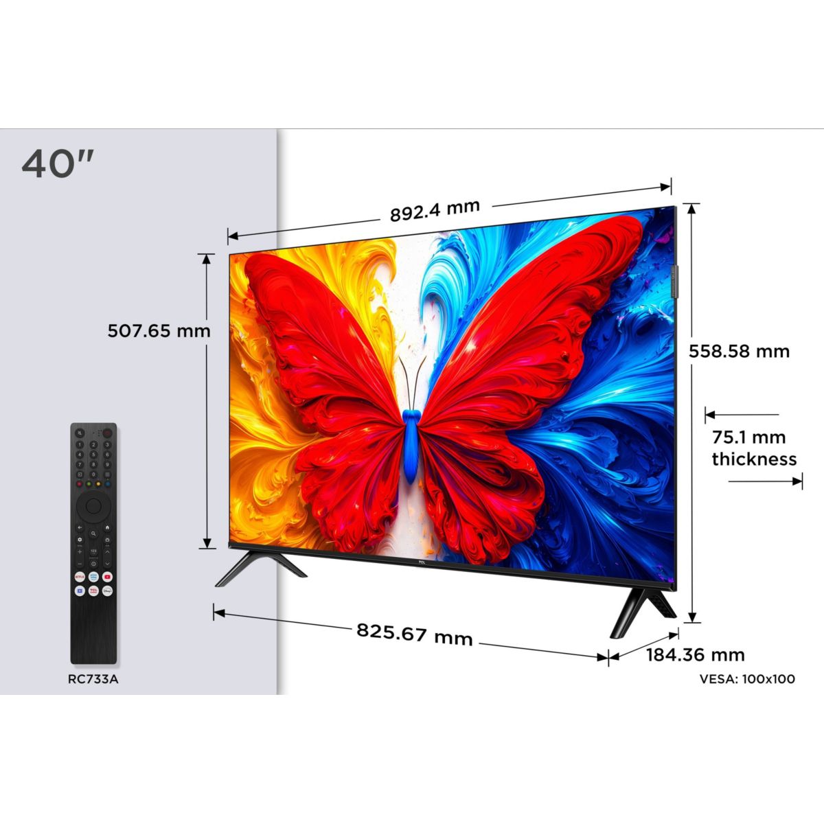 TV QLED 40S5L (2026) 40" (102 cm) noir, TCL