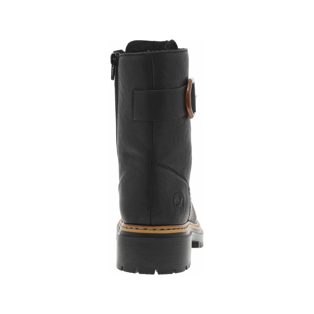 Bottines noires à talon décroché bas avec des lacets plats et un zip noires, RIEKER