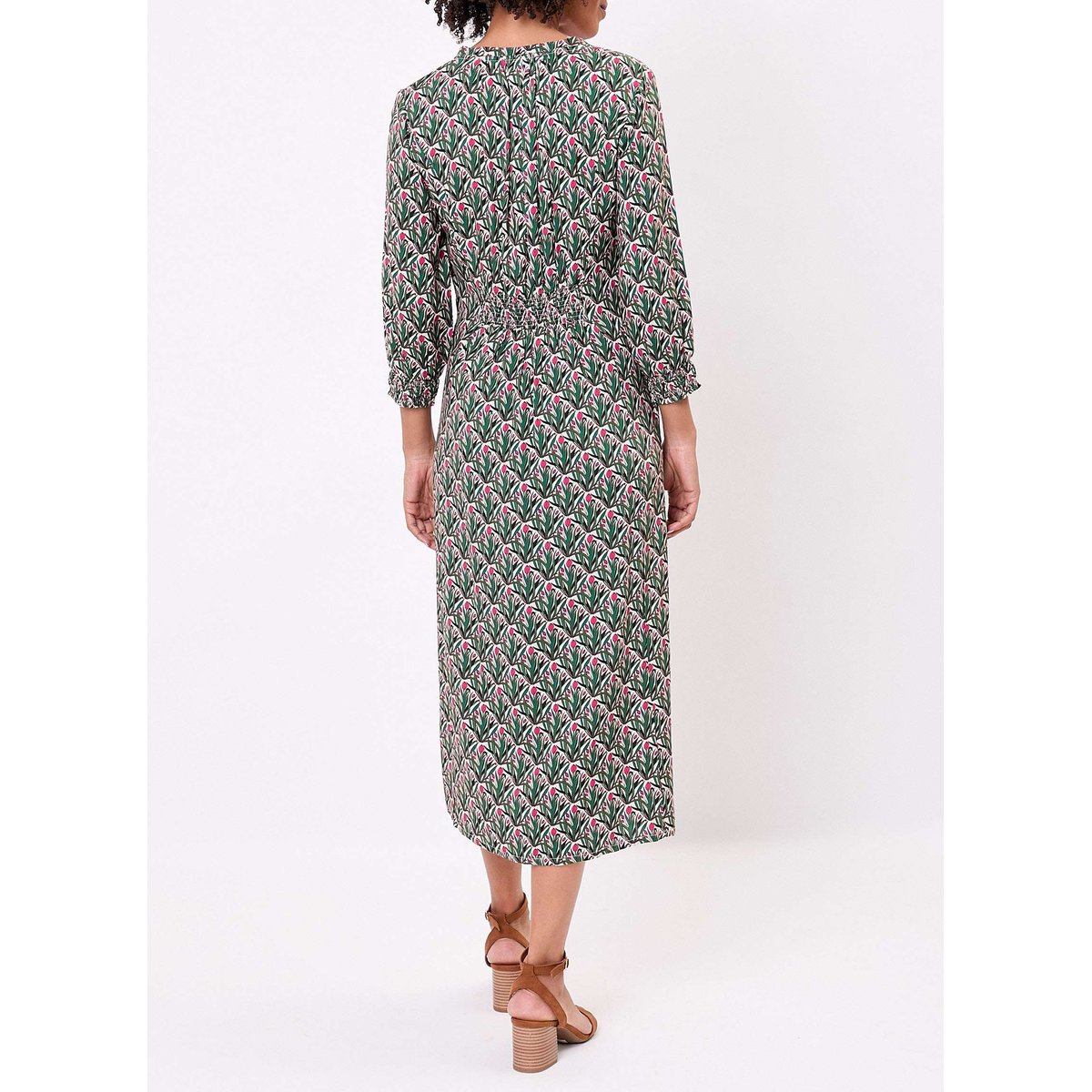 Robe midi imprimée fluide YARA vert sapin zefania, LA FIANCÉE