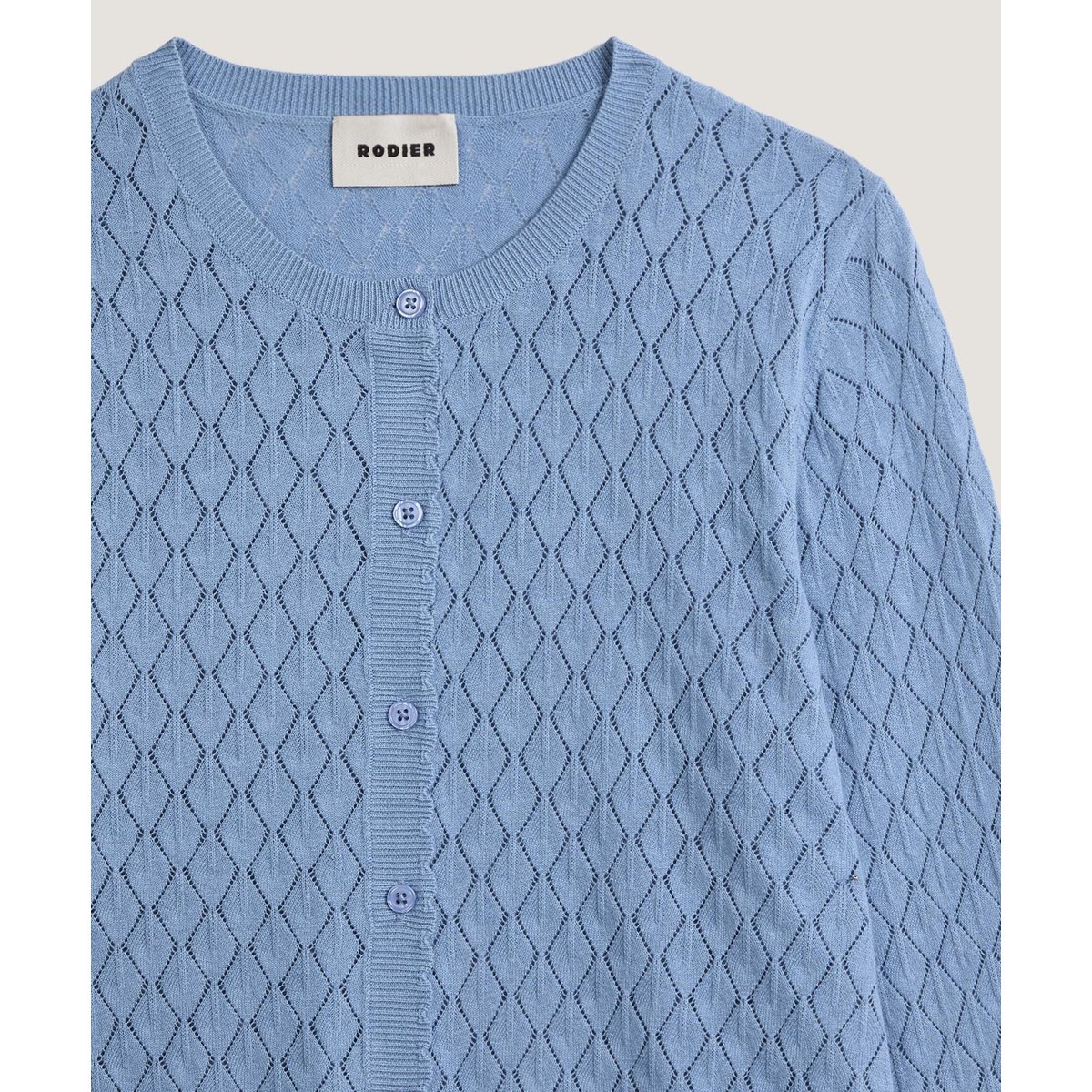 Gilet ajouré en coton bleu gris, RODIER