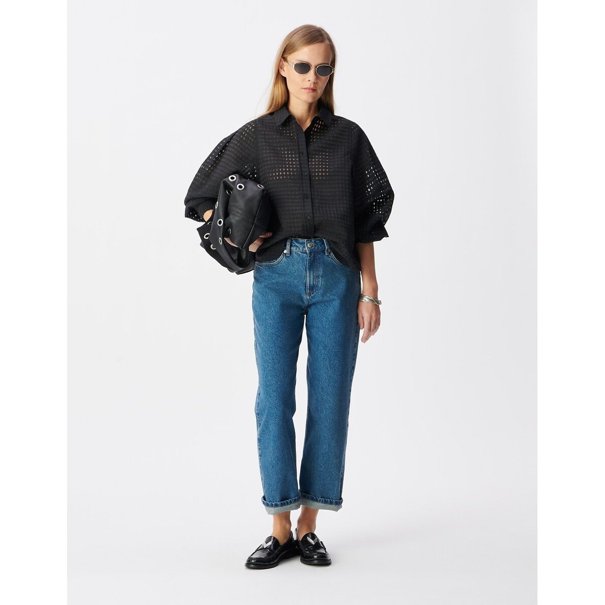 Chemise en dentelle manches longues noir, IKKS