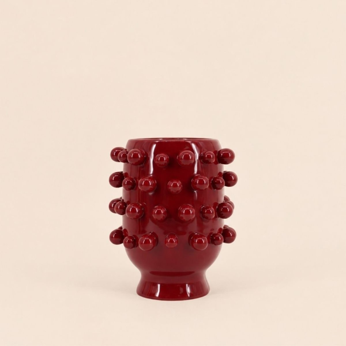 Vase en céramique à perles 20cm bordeaux, ORNAMI