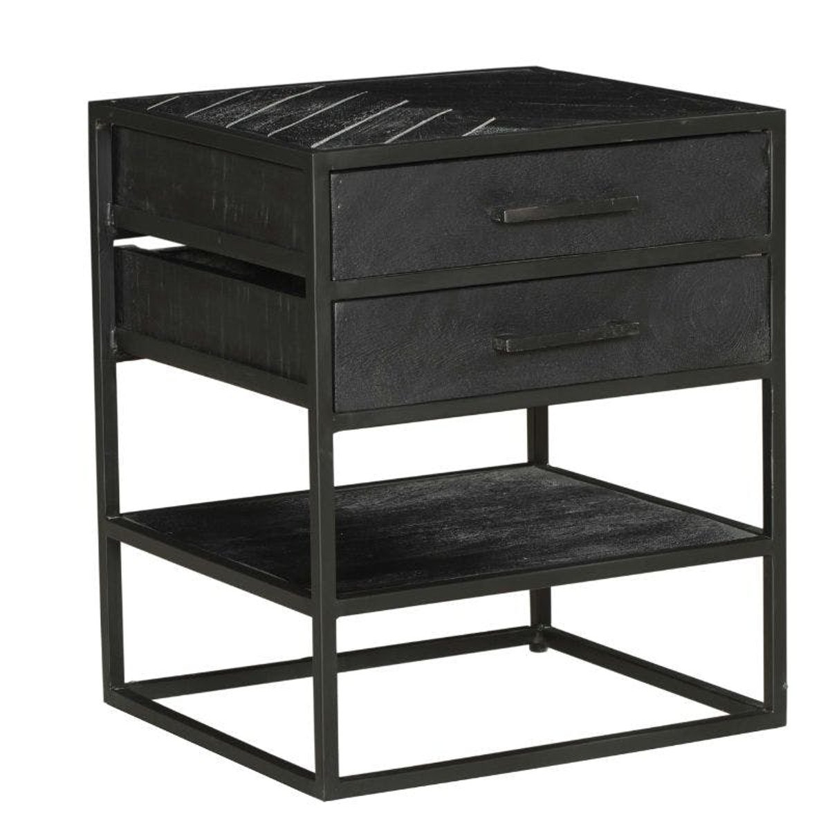 Table de chevet bois noir 2 tiroirs ALVERA noir, PIER IMPORT