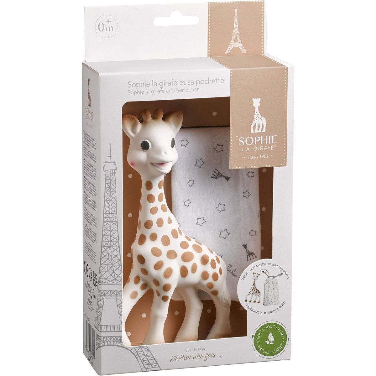 Sophie la girafe et sa pochette de rangement beige, VULLI