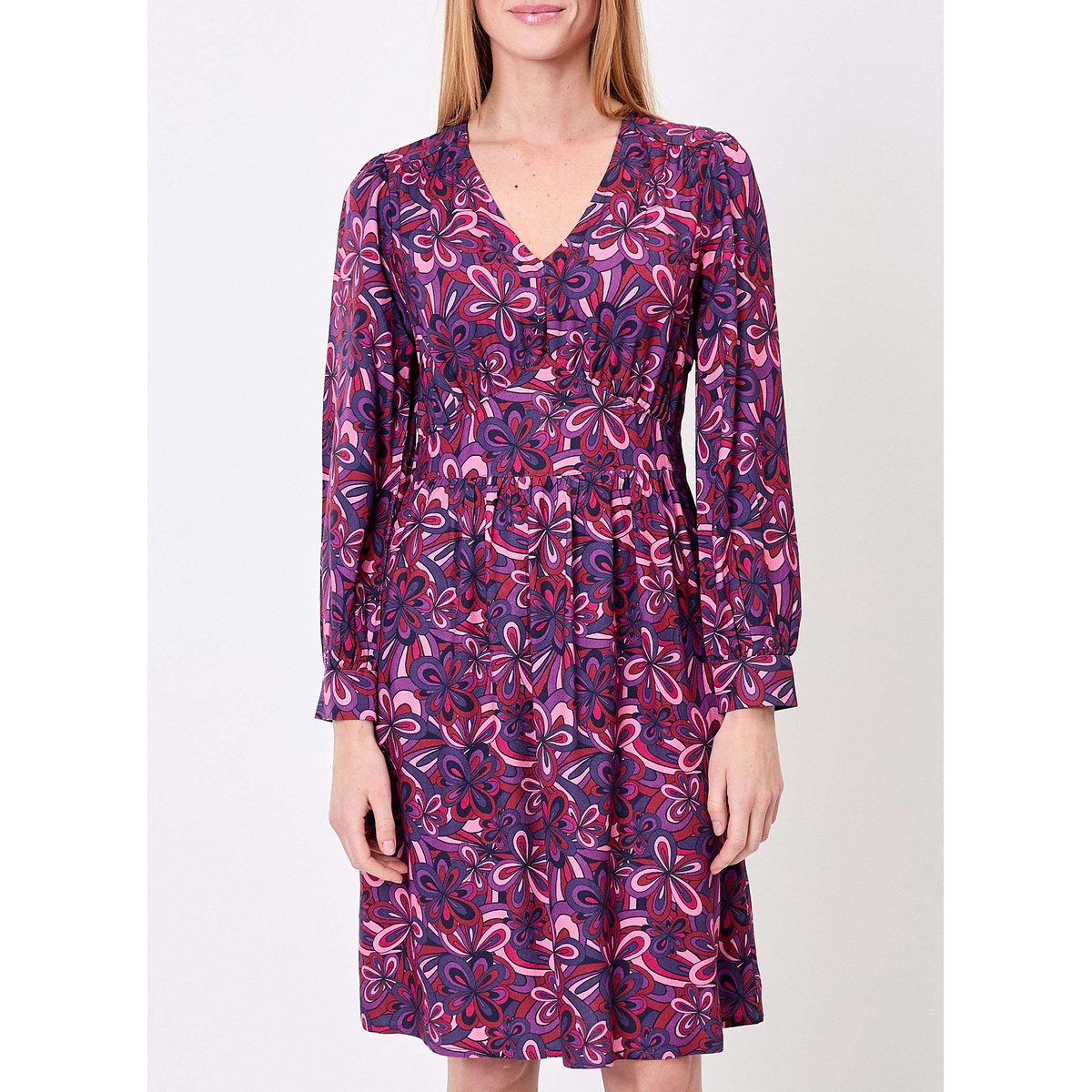 Robe fluide empire col V YSEE violet, PRINCESSE NOMADE