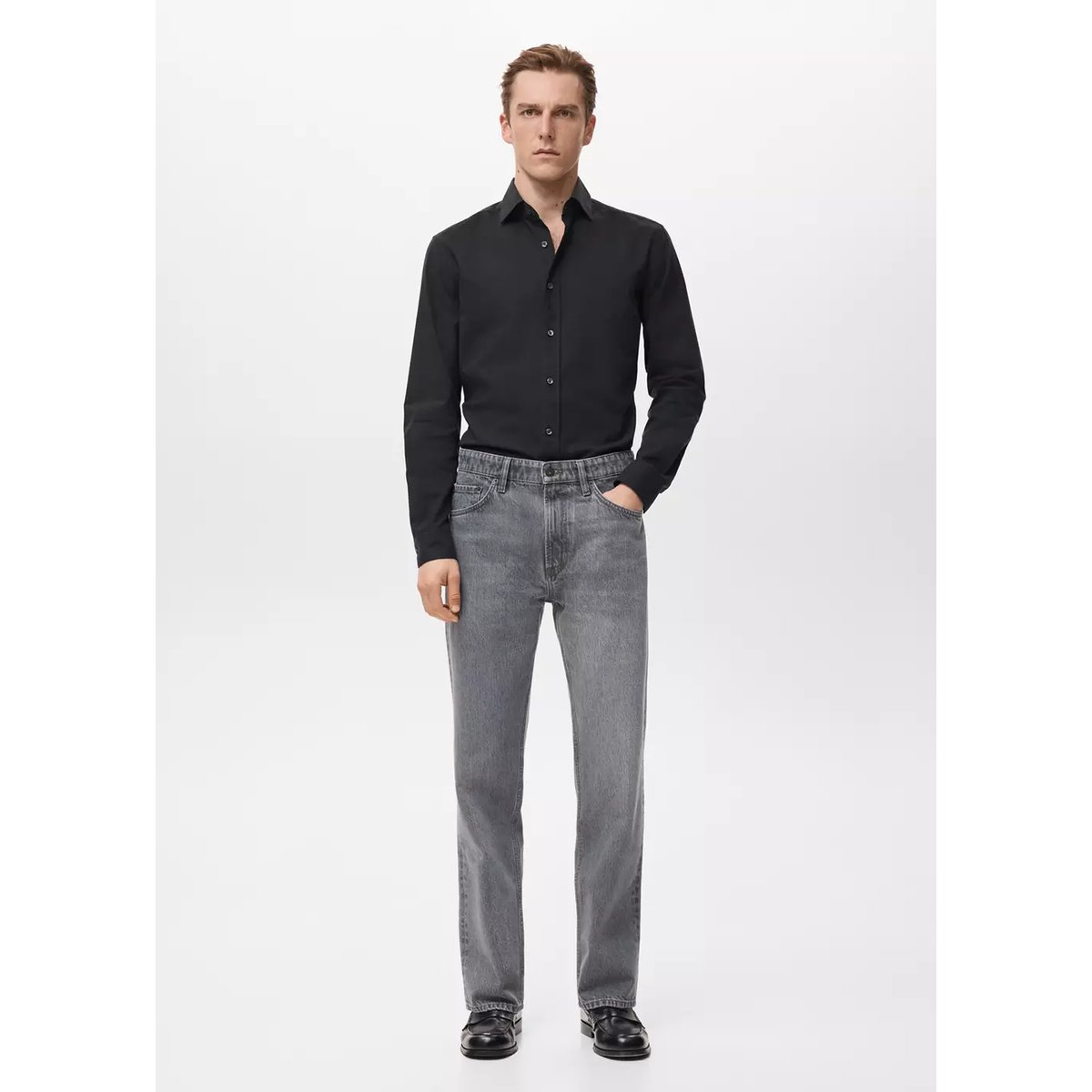 Chemise 100 % coton slim-fit noir, MANGO MAN
