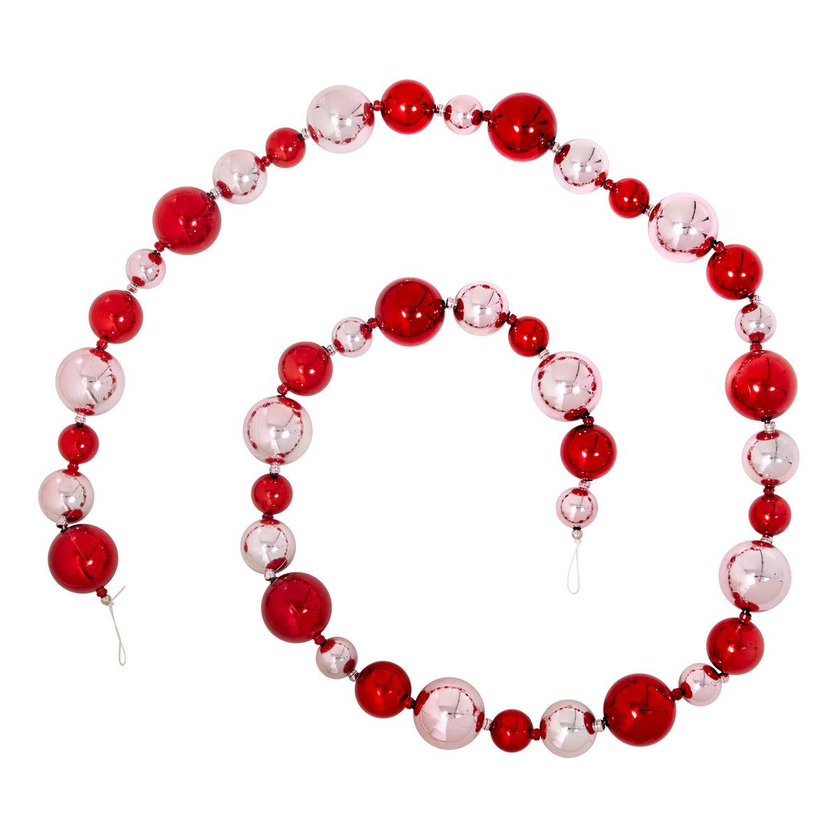 Guirlande de Noël en plastique motif boules rouge et rose 200 cm rouge, FEERIC LIGHTS & CHRISTMAS
