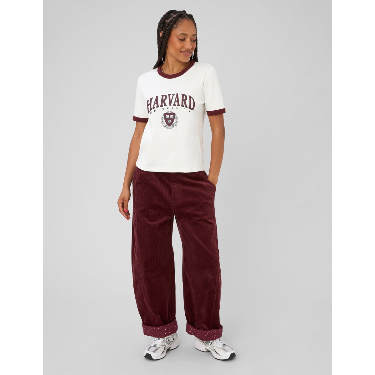 T-shirt imprimé licence harvard blanc écru, BZB