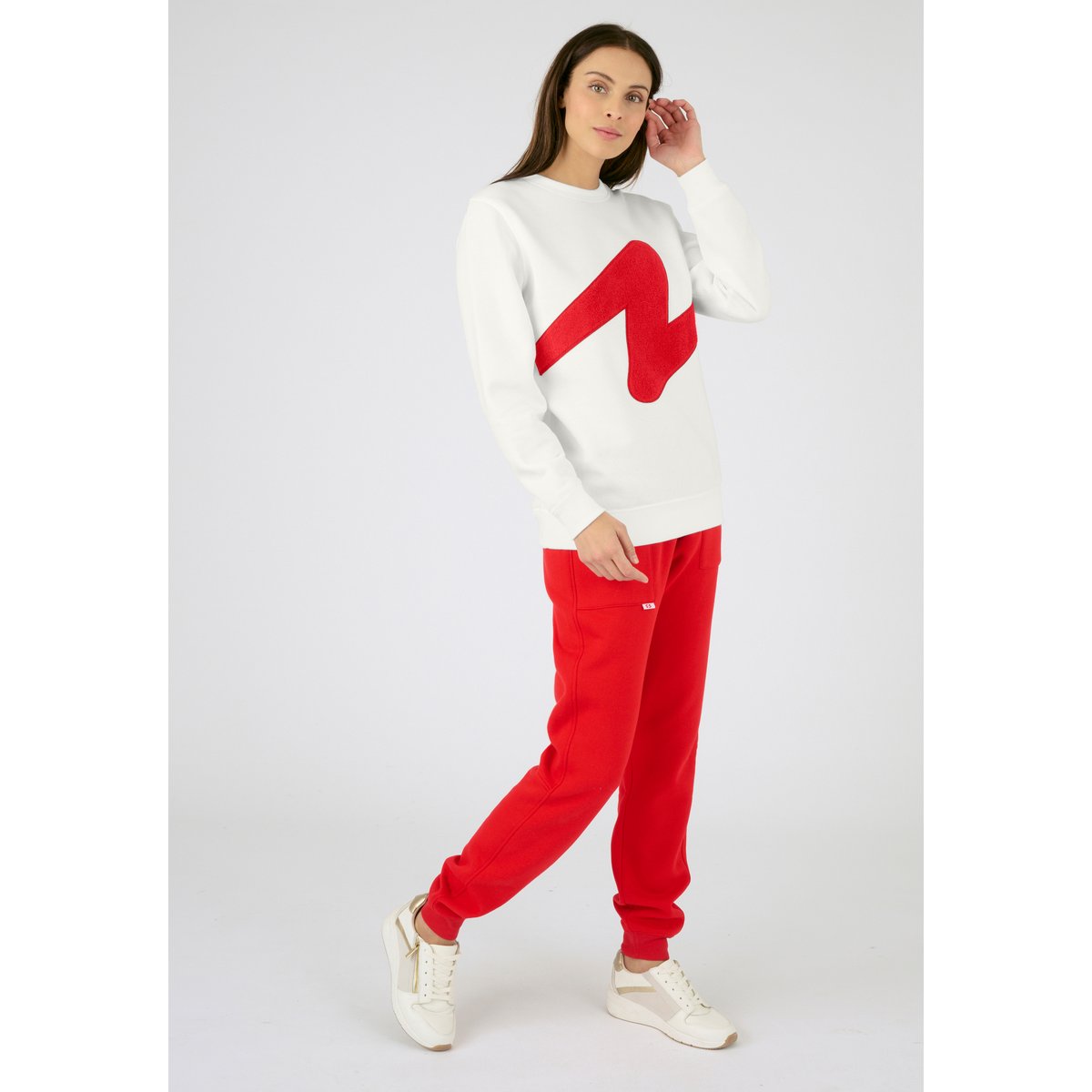 Sweat-shirt molletonné à motif placé Thermolactyl blanc cassé, DAMART