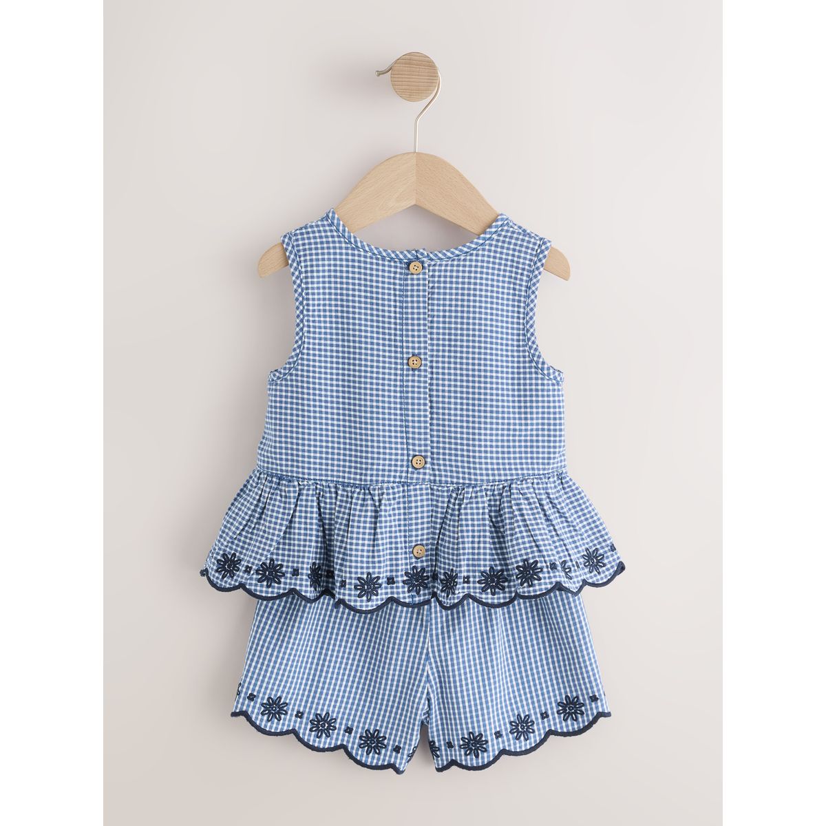Ensemble coordonné avec chemisier et short vichy marine, NEXT