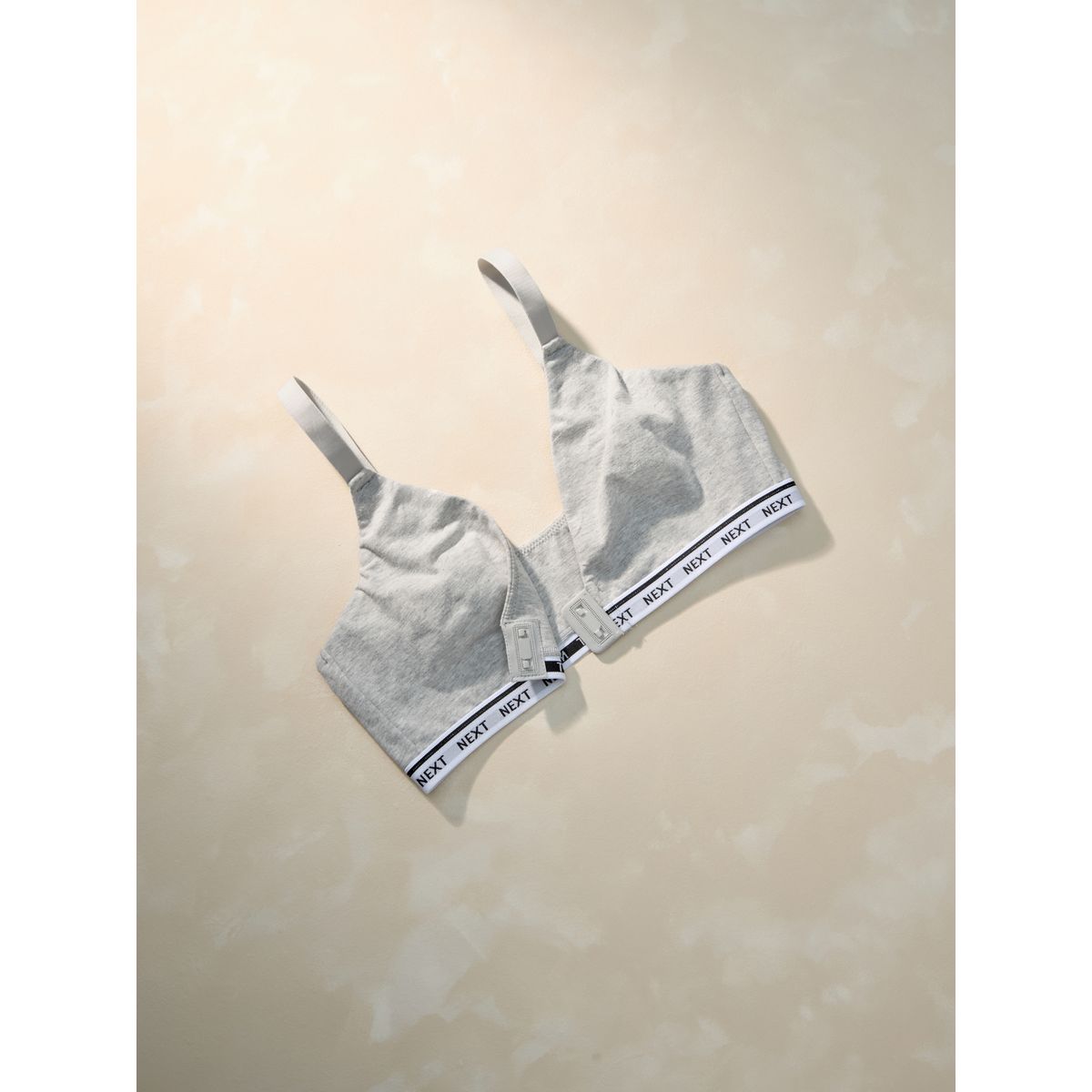 Brassière moulante en coton à logo gris, NEXT