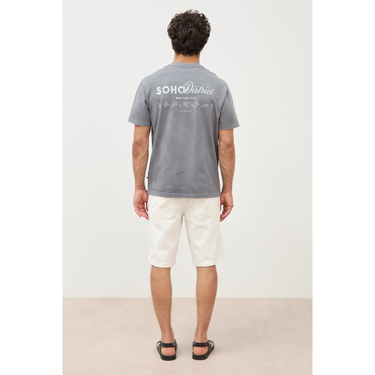 T-shirt en coton manches courtes gris, BONOBO