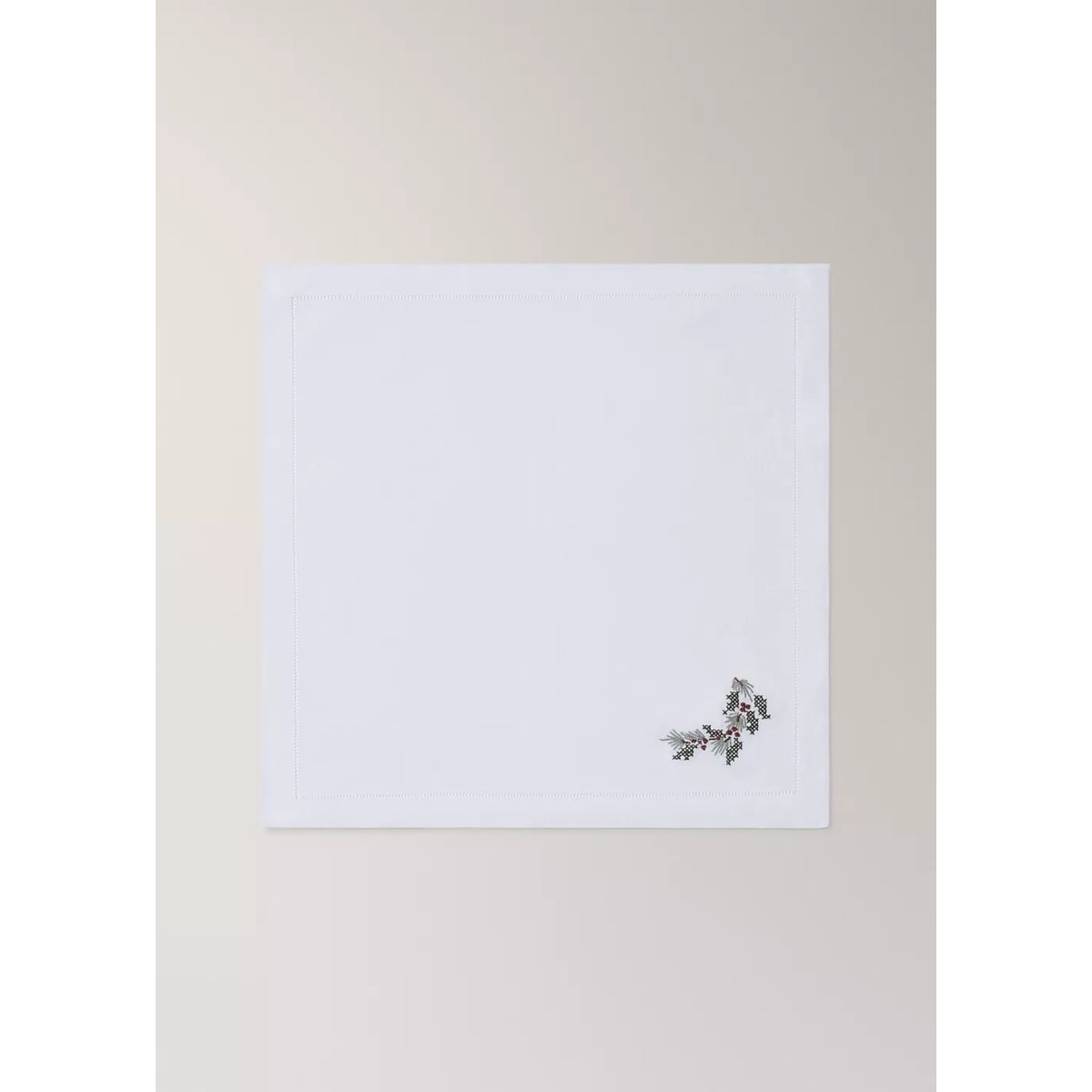 Lot de 2 serviettes en lin avec broderie blanc, MANGO HOME