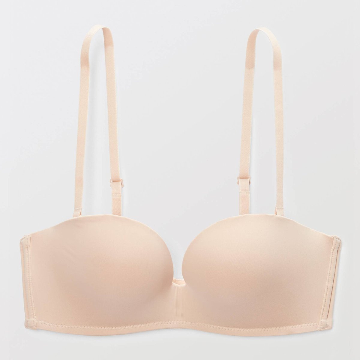 Soutien-gorge bandeau paddé décolleté V avec bretelles amovibles ALEXIA en microfibre chair, MONOPRIX