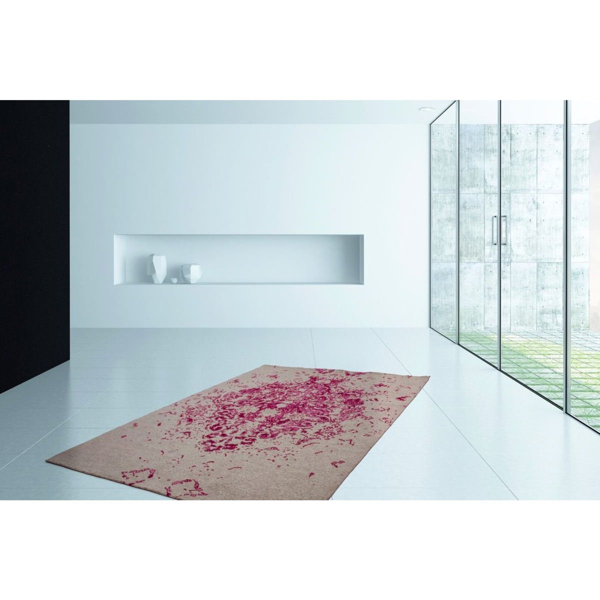 Tapis rectangulaire fait main, BALLERINA blanc, rose, ARTE ESPINA