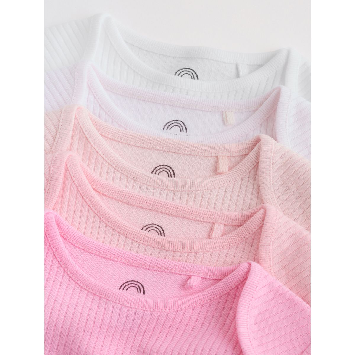 Body à manches longues bébé, lot de 5 rose/blanc, NEXT