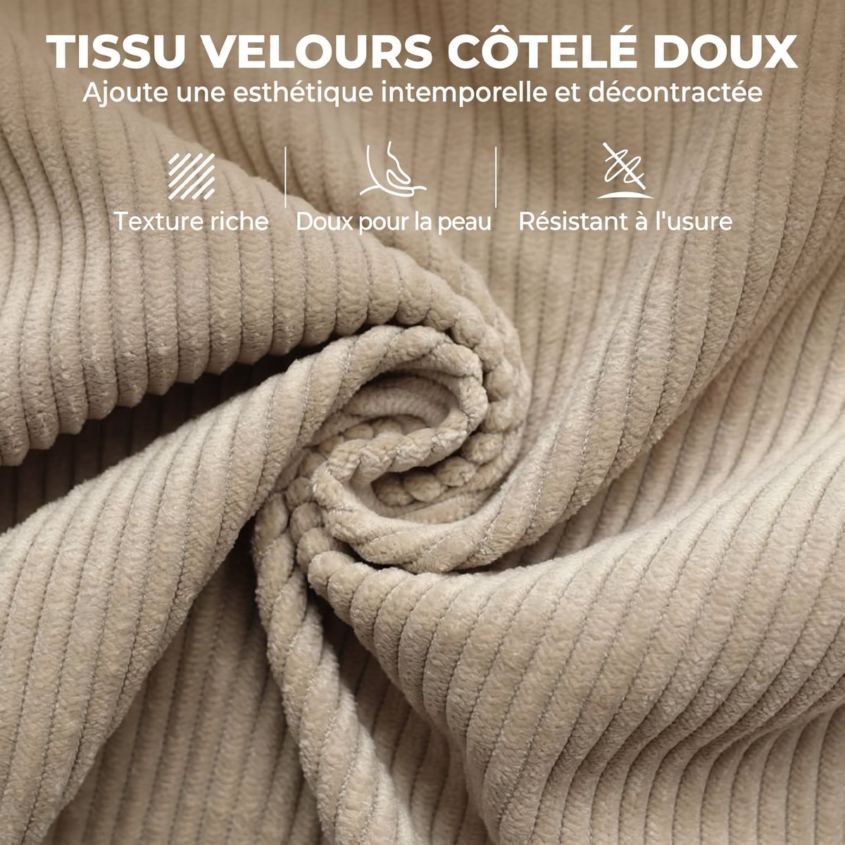 Fauteuil à bascule Velours côtelé (100% beige, HOMCOM