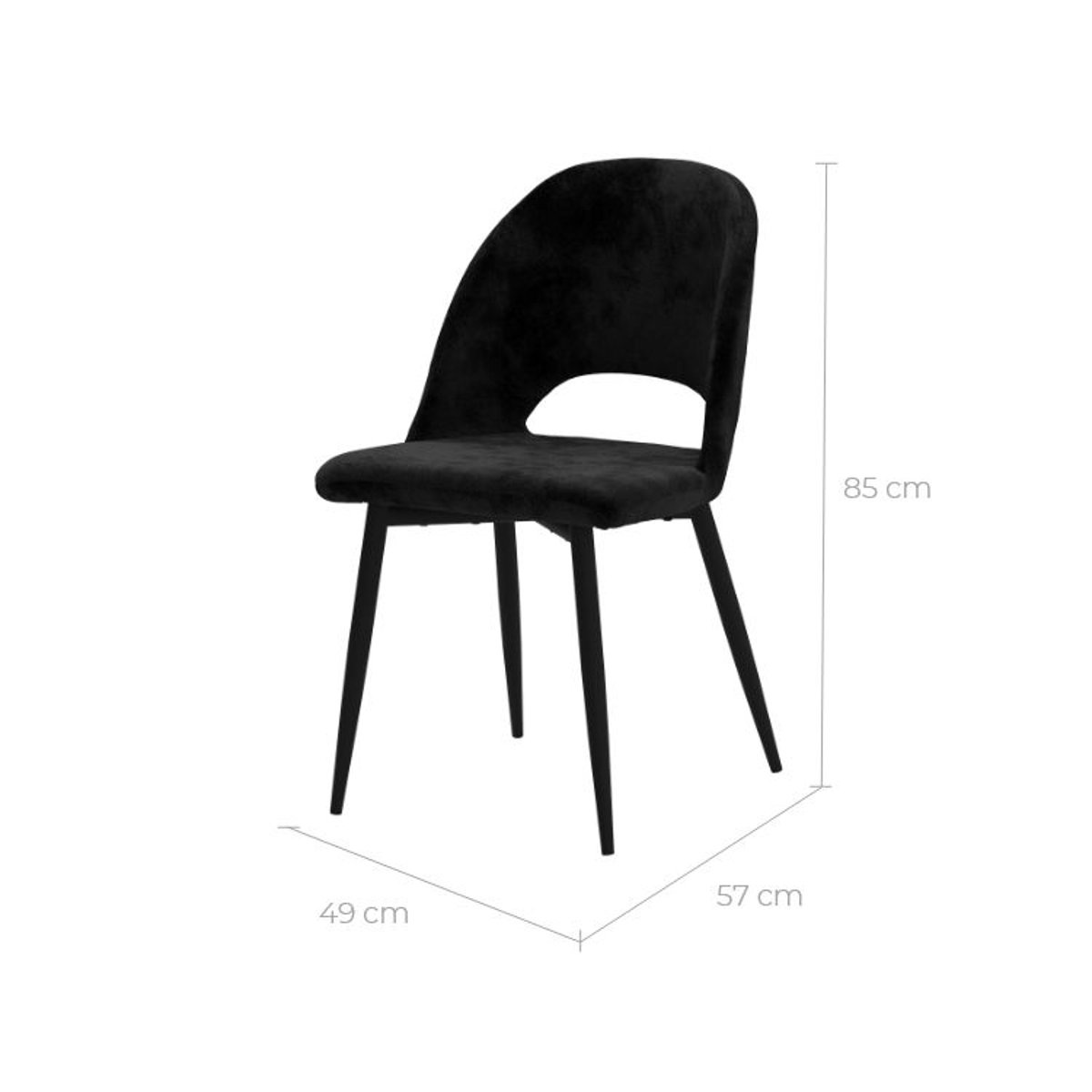 Lot de 2 chaises en velours et pieds en métal - PÉNÉLOPE noir, MAISON PAVANE