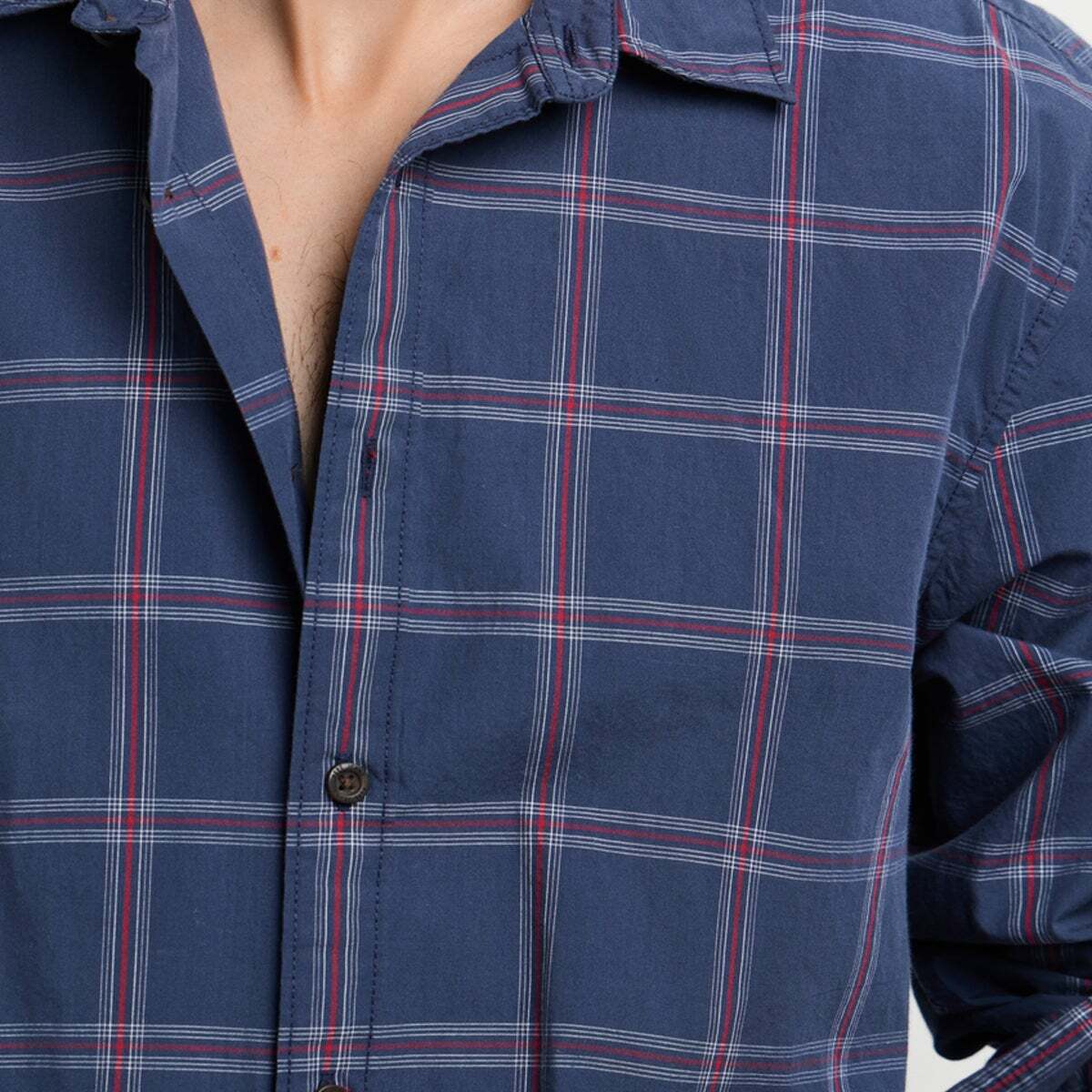 Chemise Coupe Casual À Carreaux En Popeline bleu dulwich, PEPE JEANS