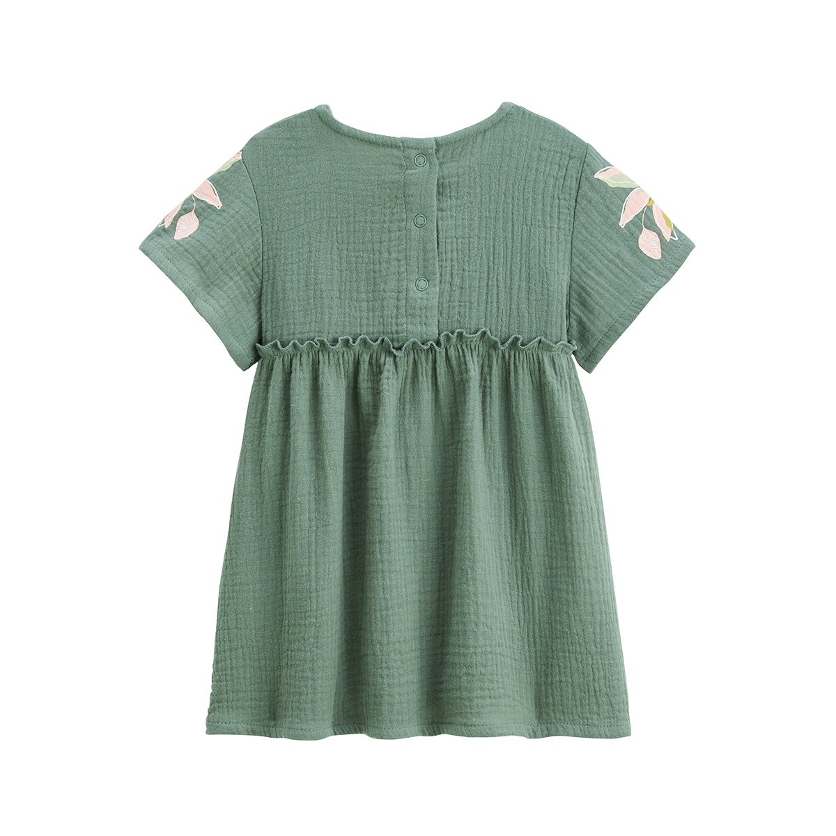 Robe enfant en gaze de coton + chouchou Pivoina kaki, PETIT BEGUIN