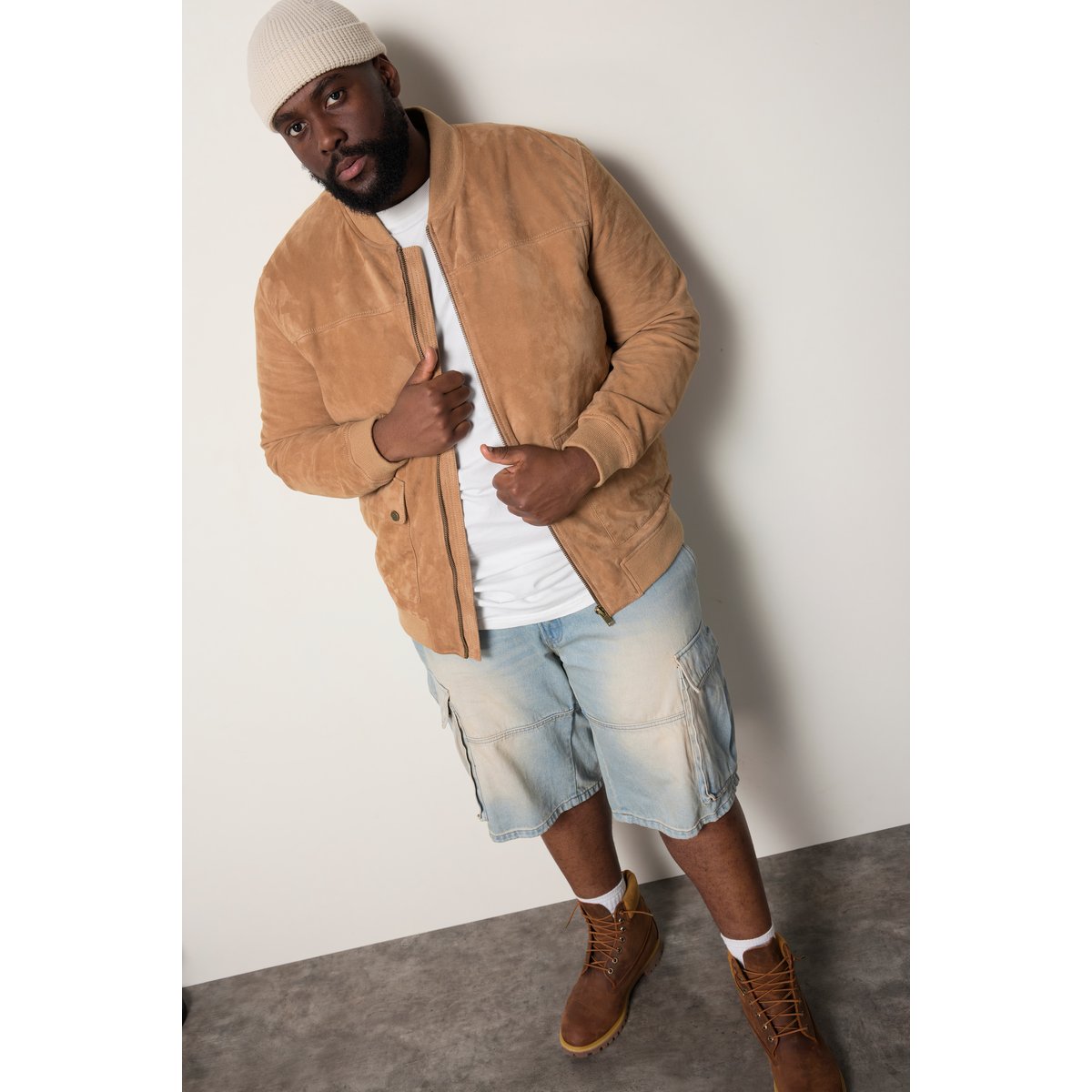 Blouson en cuir marron cannelle, STHUGE