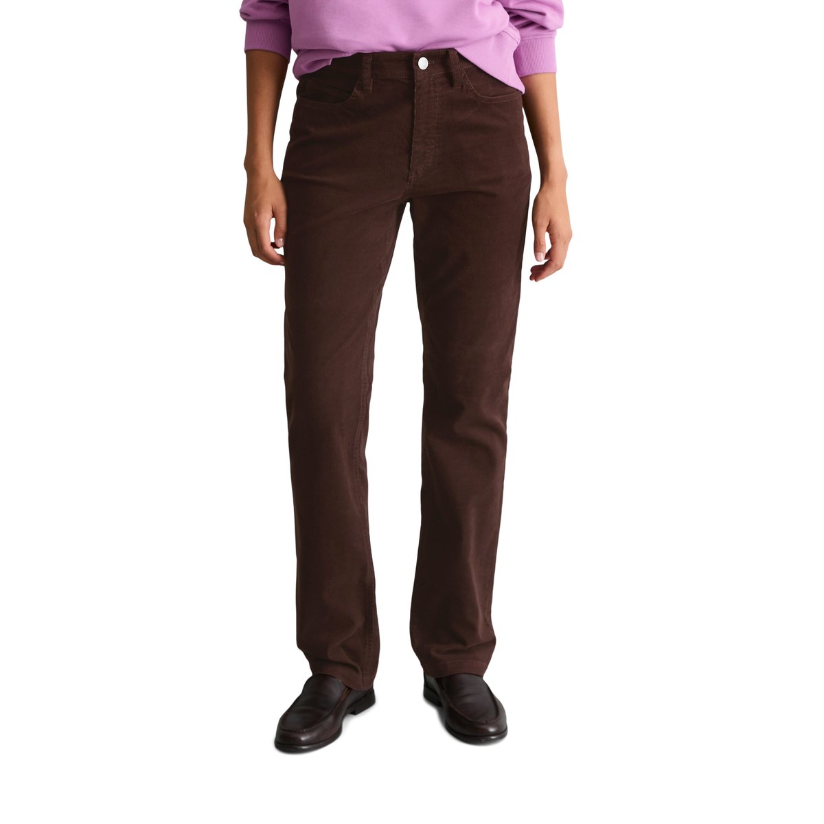 Pantalon en velours côtelé modèle Olina, coupe droite en mélange de coton bio extensible marron, MARC O’POLO DENIM