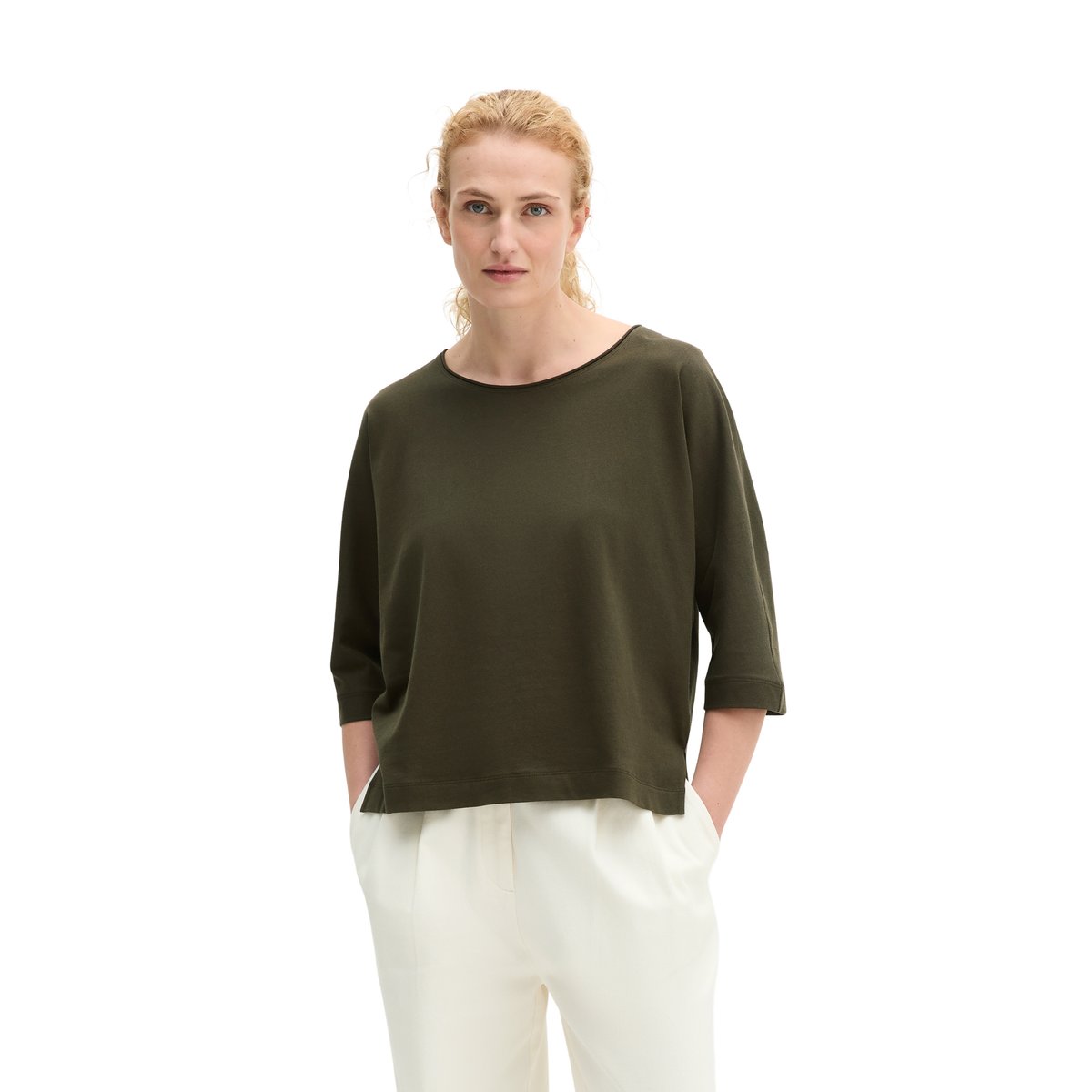 T-shirt oversize en jersey finement tricoté marron foncé, MARC O'POLO