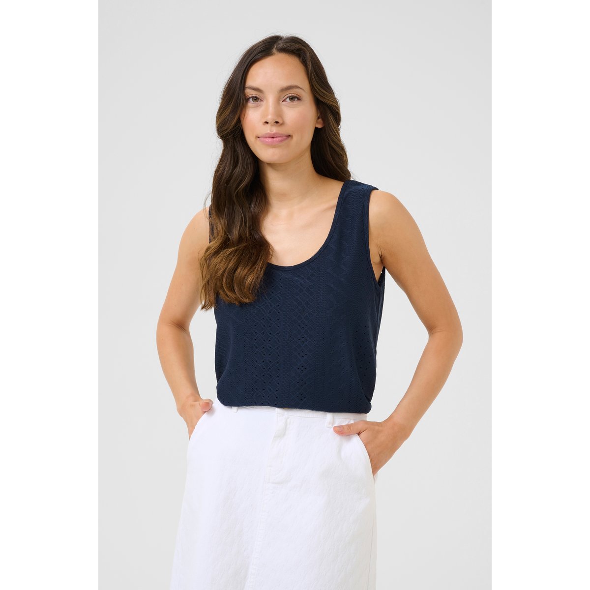 Jersey top bleu navy blazer, CREAM