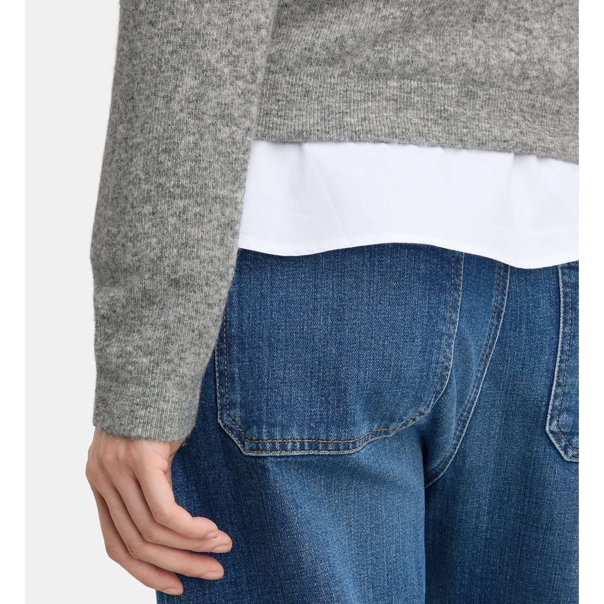 Pull droit flavie r moucheté gris et beige, GALERIES LAFAYETTE