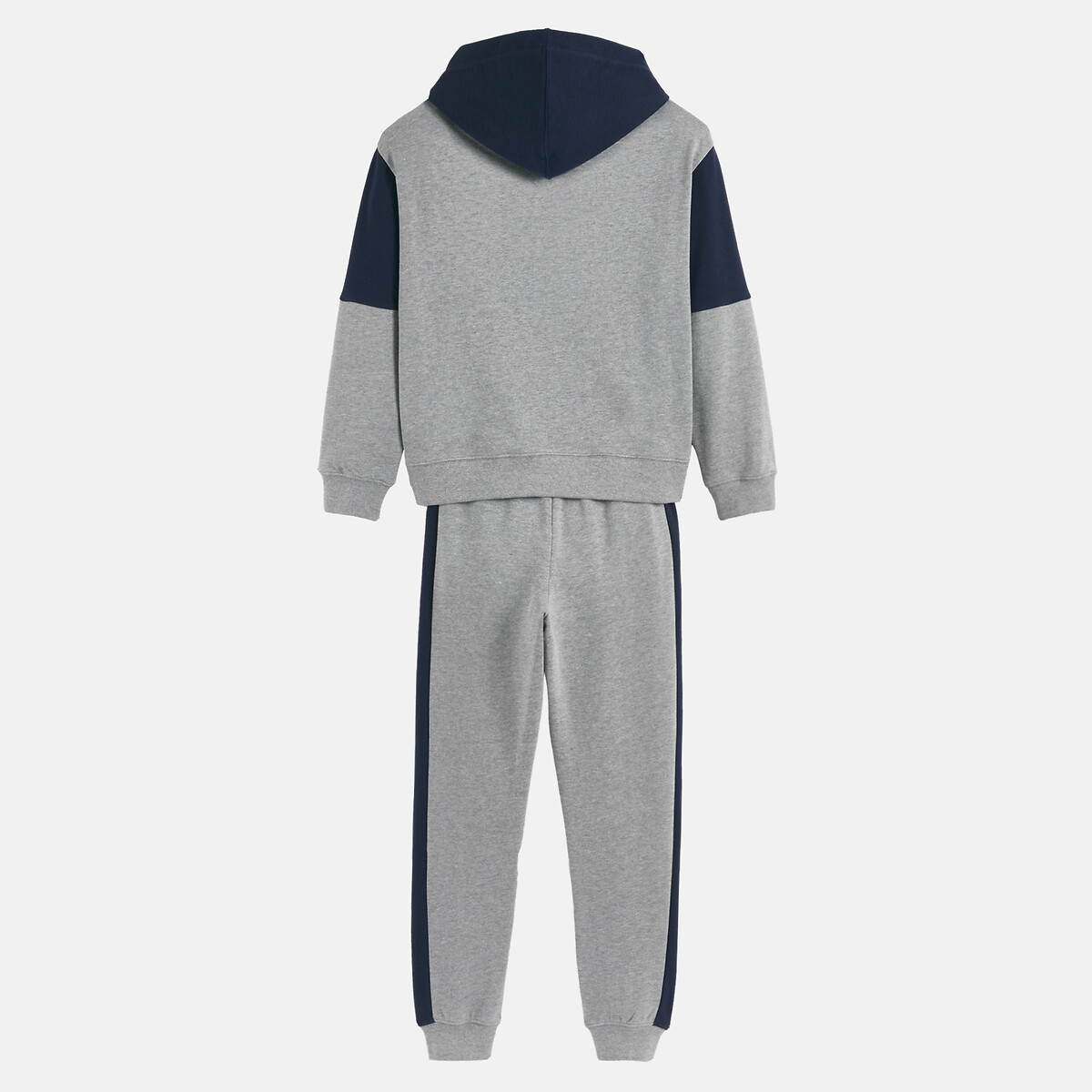 Ensemble 2 pièces, sweat à capuche et pantalon de jogging, en molleton bleu marine/gris chiné, LA REDOUTE COLLECTIONS