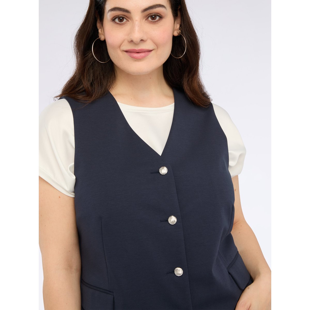 Gilet en maille Milano avec boutons bleu, FIORELLA RUBINO