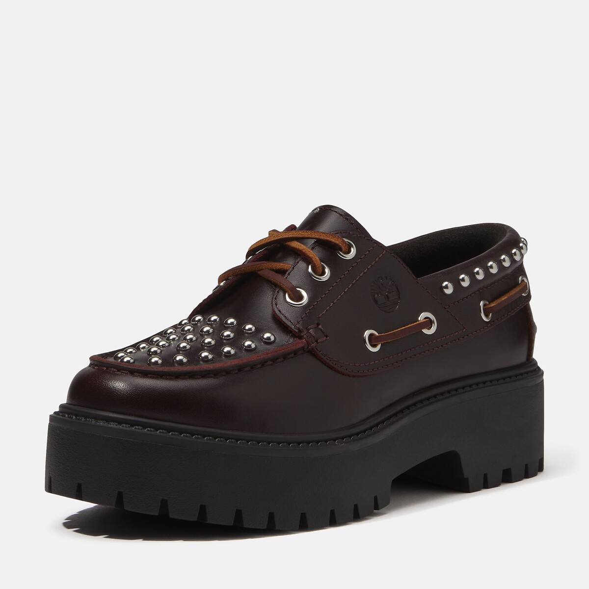 Derby-Schuhe mit Keilabsatz, aus Leder, mit Nieten, STONE STREET BOAT SHOE bordeaux , TIMBERLAND