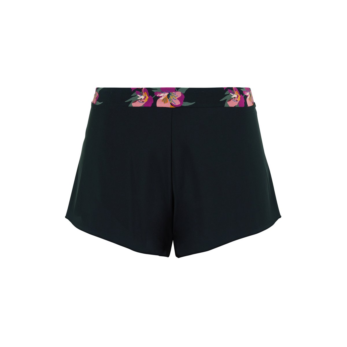 Short ORIANE bouquets noir / rose, SANS COMPLEXE