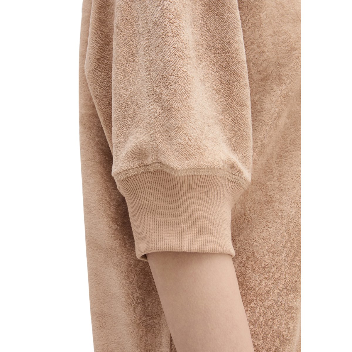Robe en éponge loose en mélange de coton organique beige, MARC O'POLO