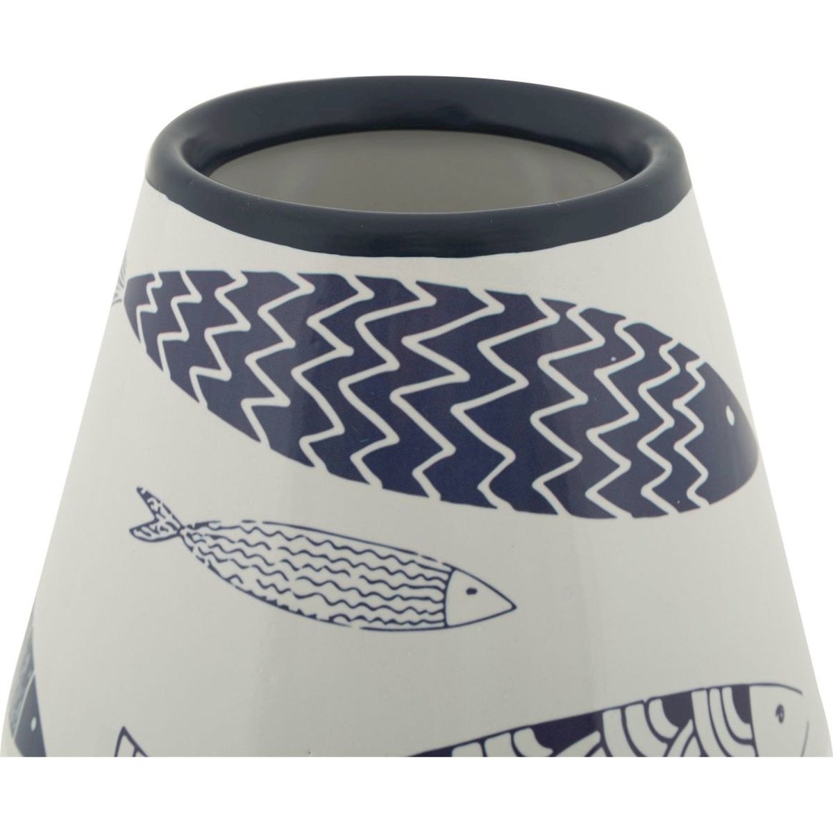 Vase en céramique motif poissons MODERN blanc et bleu, RECOLLECTION