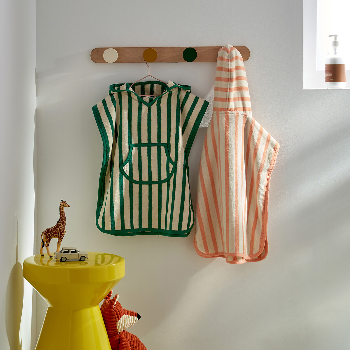 Poncho de bain éponge velours 420 g/m2, Ayden rayé abricot/blanc, LA REDOUTE INTERIEURS