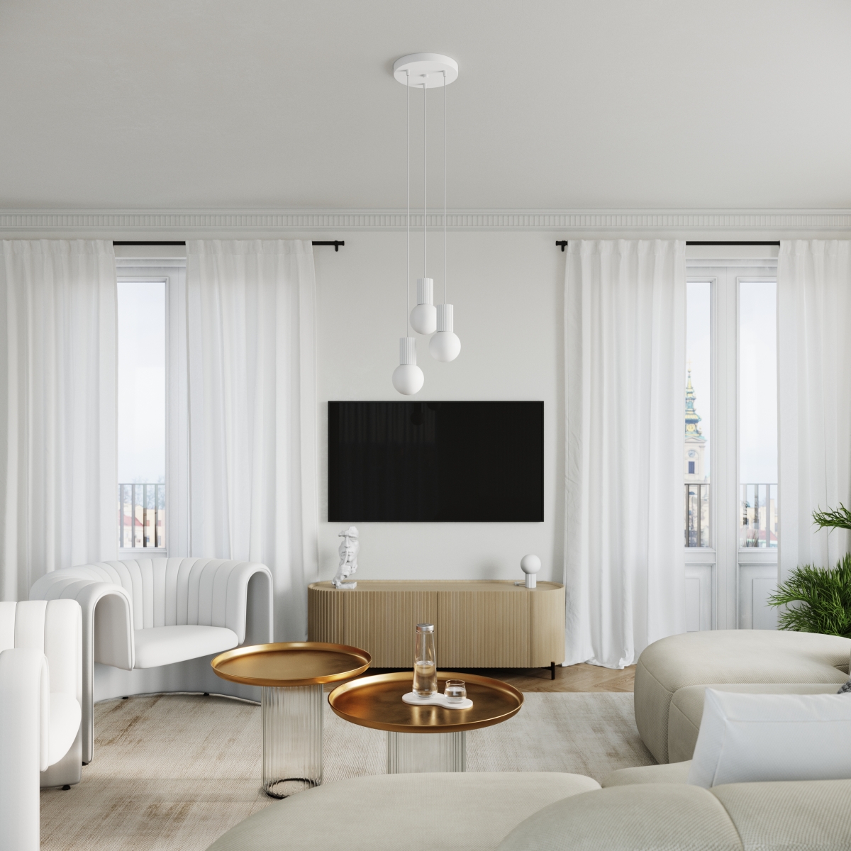 Suspension Aluminium Blanc G9 3 Halo blanc, EDEN