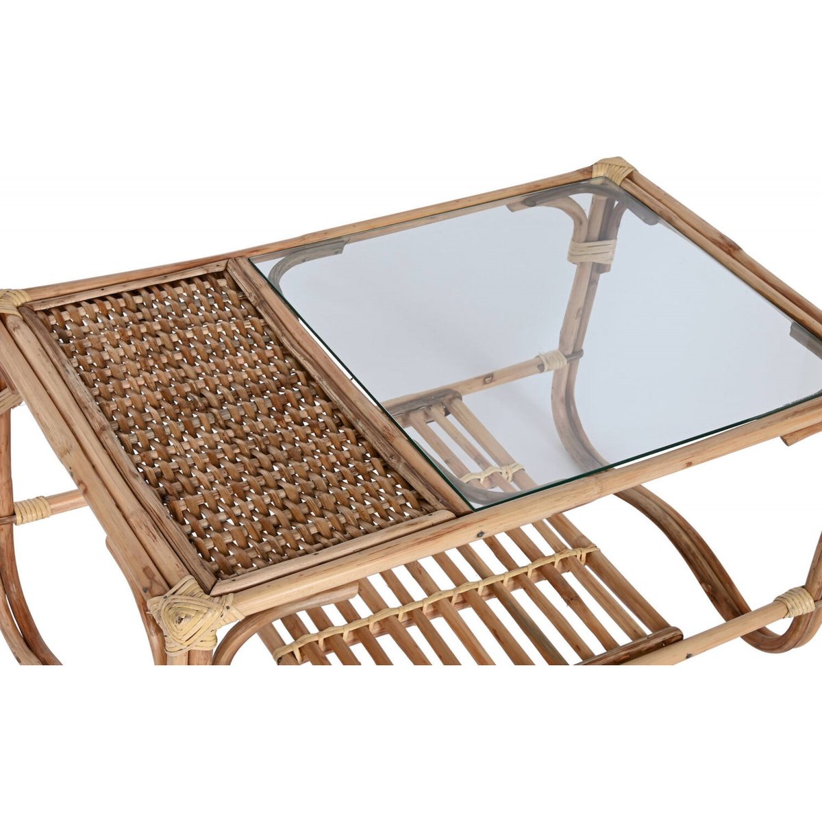Table Basse Rectangulaire En Rotin Et Bambou naturelle, bambou et rotin authentiques, RECOLLECTION