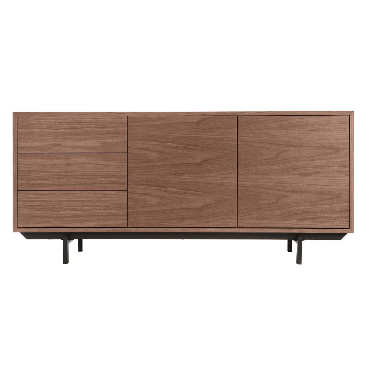 Buffet vintage en bois foncé noyer 2 portes 3 tiroirs L160 cm MANNY noyer, MILIBOO