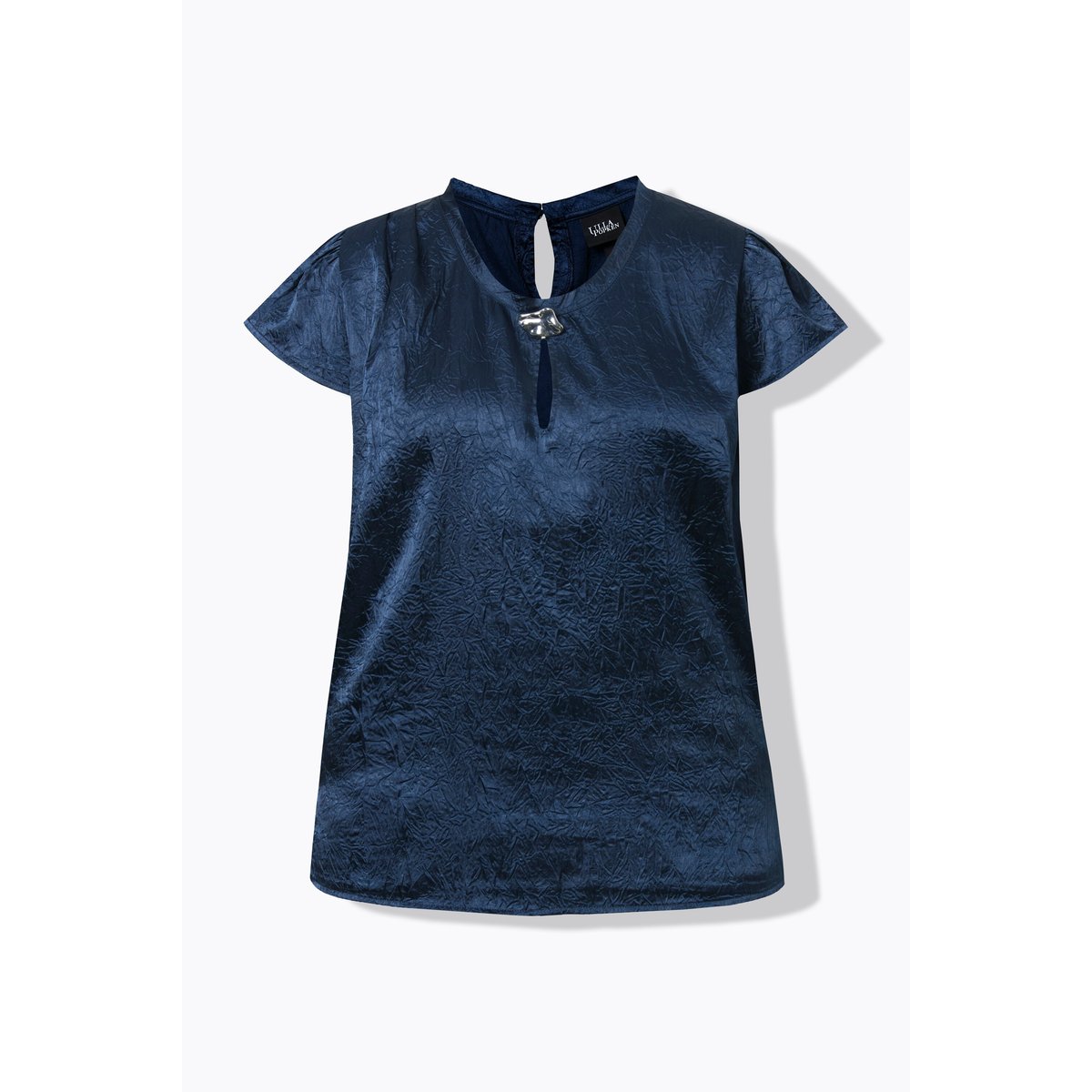 Blouse avec broche marine, ULLA POPKEN
