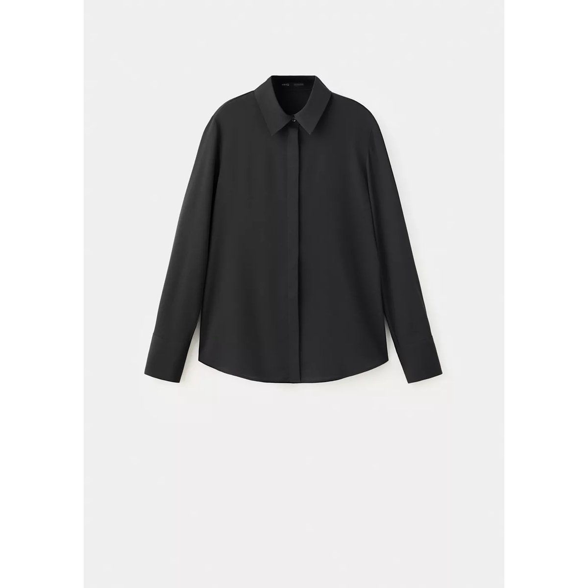 Chemise satinée à fermeture dissimulée noir, MANGO