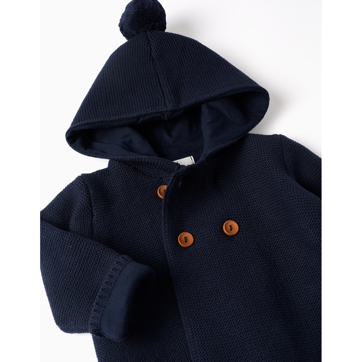 Gilet en Maille avec Capuche et Pompon bleu foncé, ZIPPY