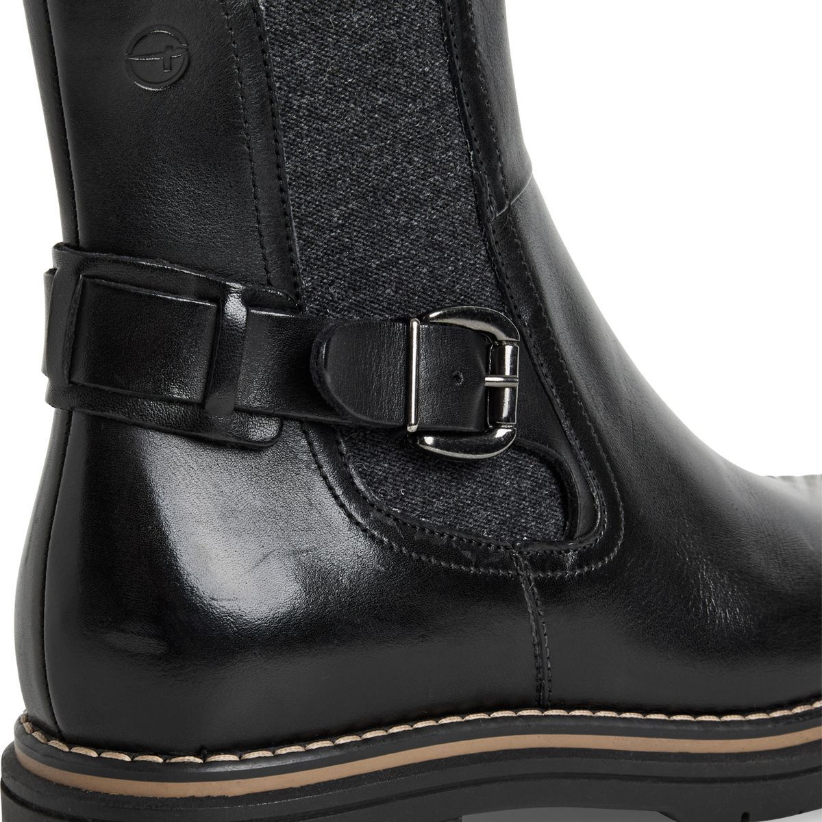 Bottine Chelsea en cuir noir, TAMARIS