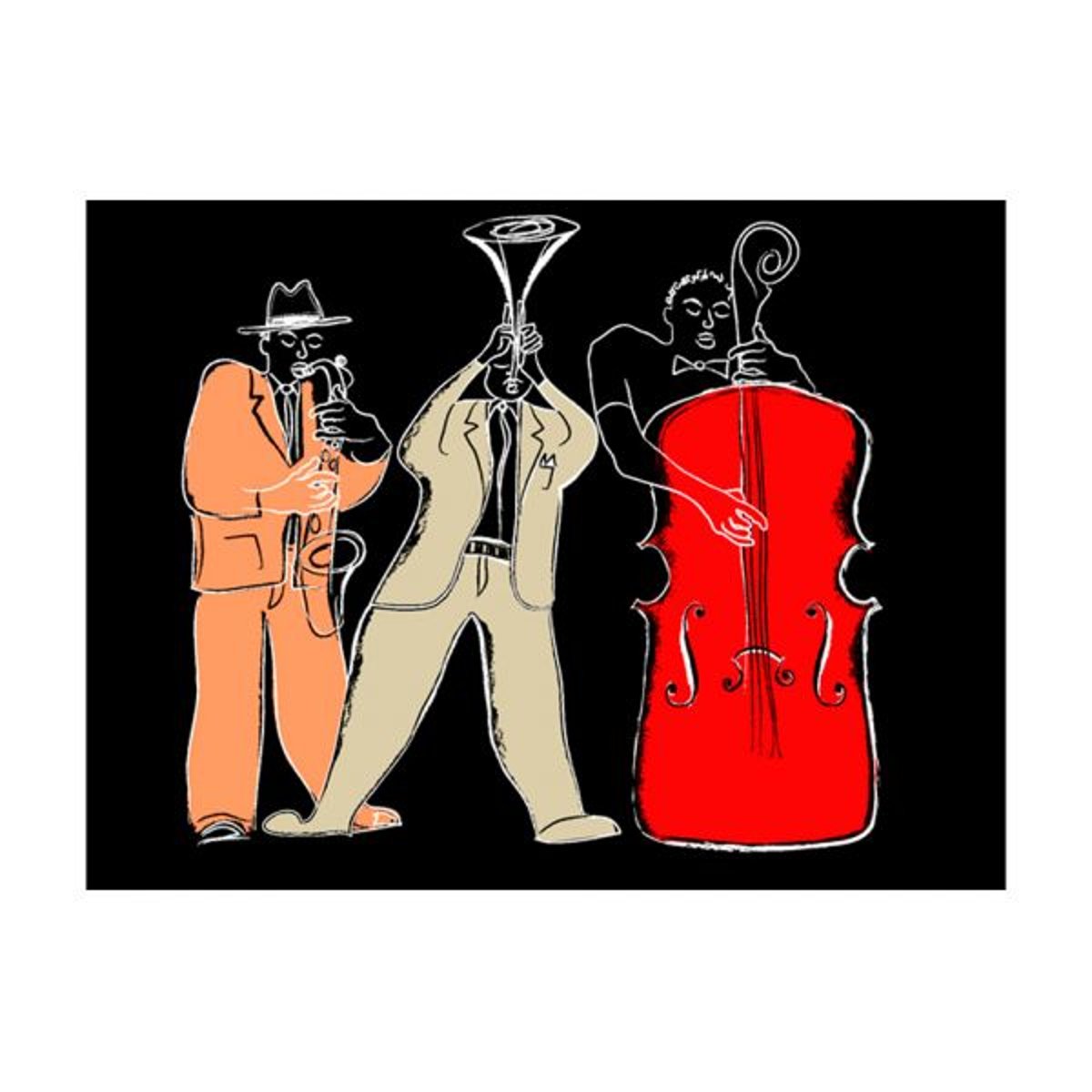 Papier peint intissé panoramique Hobby instruments de musique (jazz) rouge, EDEN