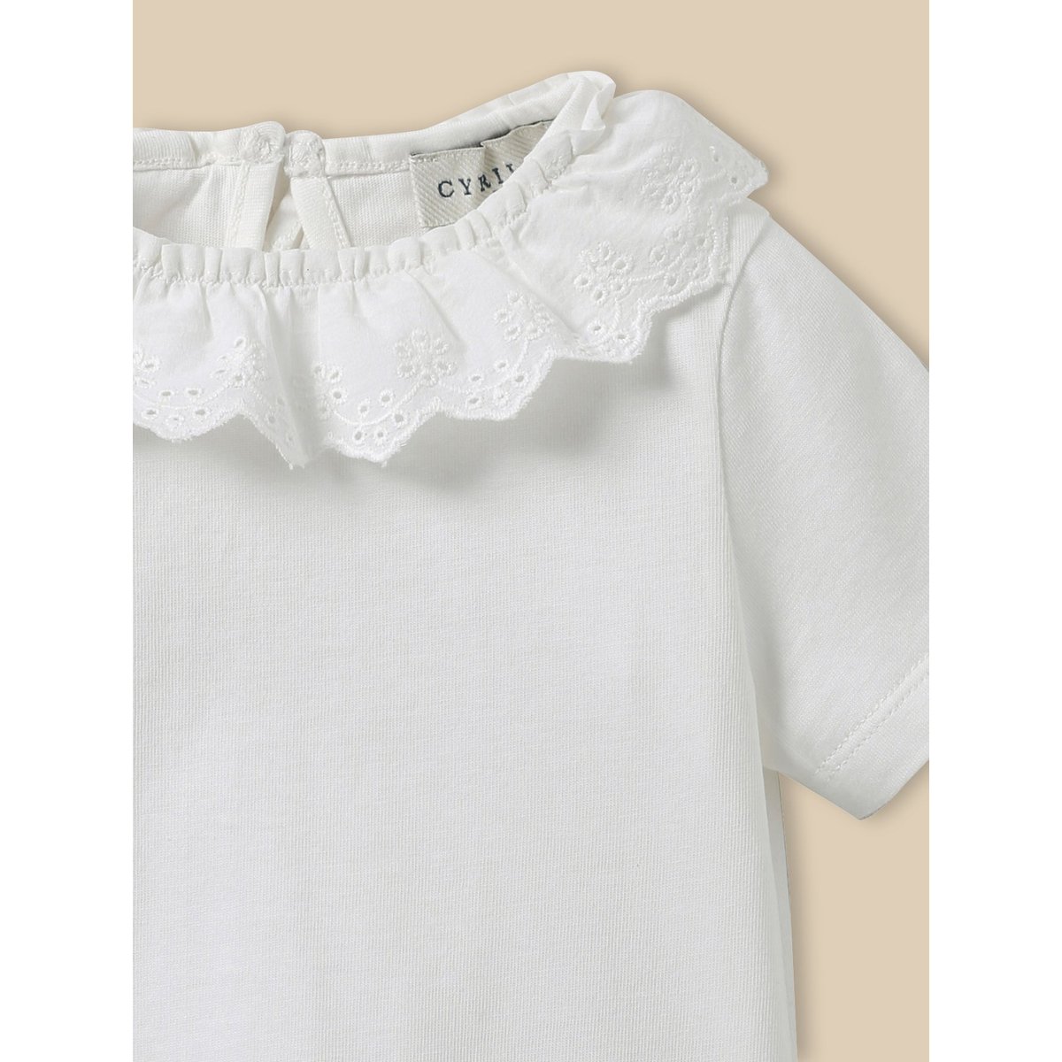 T-shirt col raffiné - coton biologique blanc doux, CYRILLUS