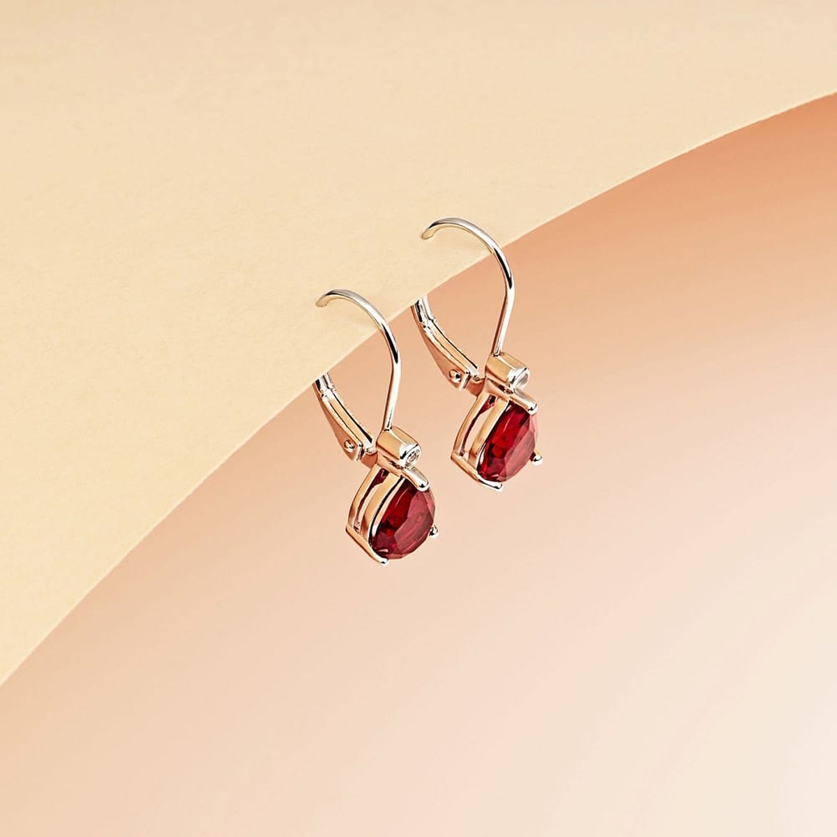 Boucles d'oreilles en Argent/oxyde de zirconium De Zirconium et Oxyde de zirconium argent et rouge, CLEOR