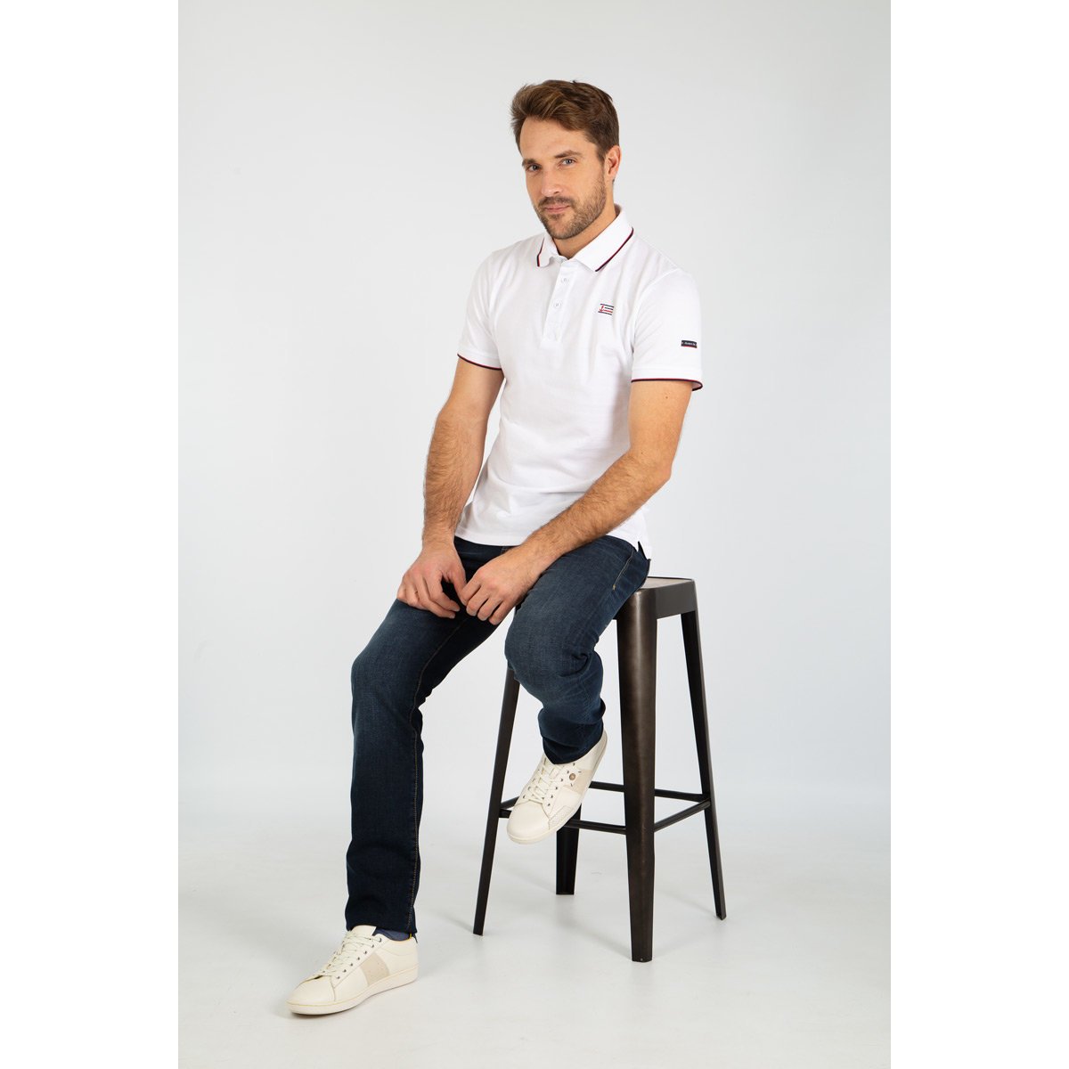 Polo en maille piquée SPÉZET blanc, ARMOR-LUX