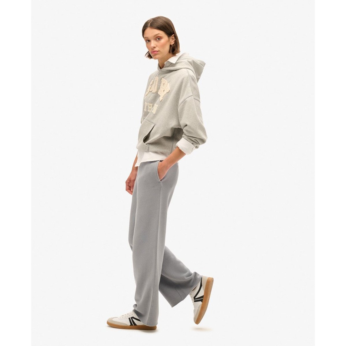 Pantalon de jogging droit délavé Vintage gris tourterelle, SUPERDRY