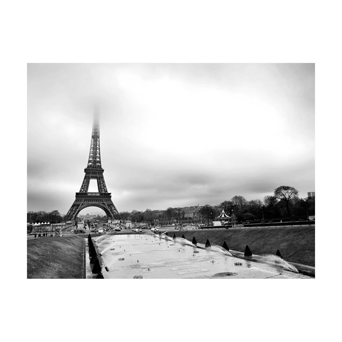 Papier peint intissé panoramique Ville et Architecture Paris: Tour Eiffel noir, EDEN