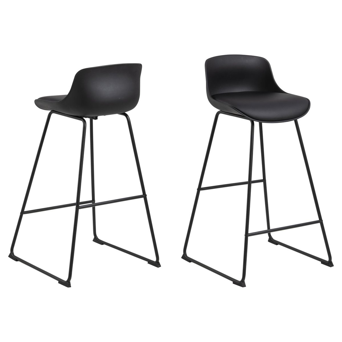 Lot de 2 tabourets de bar avec repose pieds TINA noir, TOILINUX